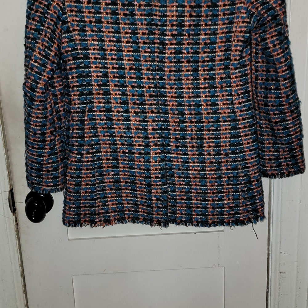 Zara Blue and Orange Tweed Blazer